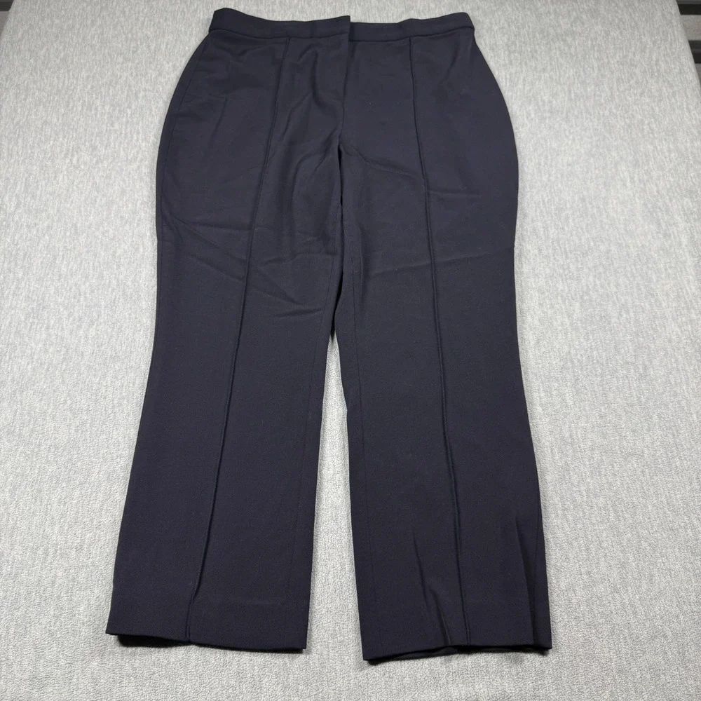 Tory Burch Pants Womens 16 Blue Straight Leg Dress Trousers Crease Front Elastic